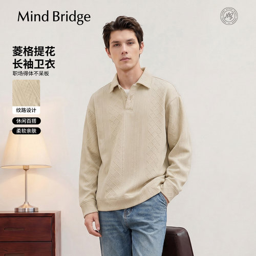 MindBridge提花肌理Polo领卫衣