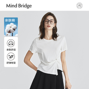 圓領(lǐng)短袖 小眾設(shè)計感T恤夏季 女韓系半袖 MindBridge2024新款 上衣