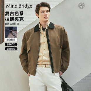 工装 Mind 新款 撞色翻领复古夹克2026年春季 巴恩风外套 Bridge男士