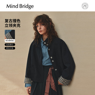 MindBridge2025年秋设计感拼接宽松外套女小个子显瘦百搭休闲夹克
