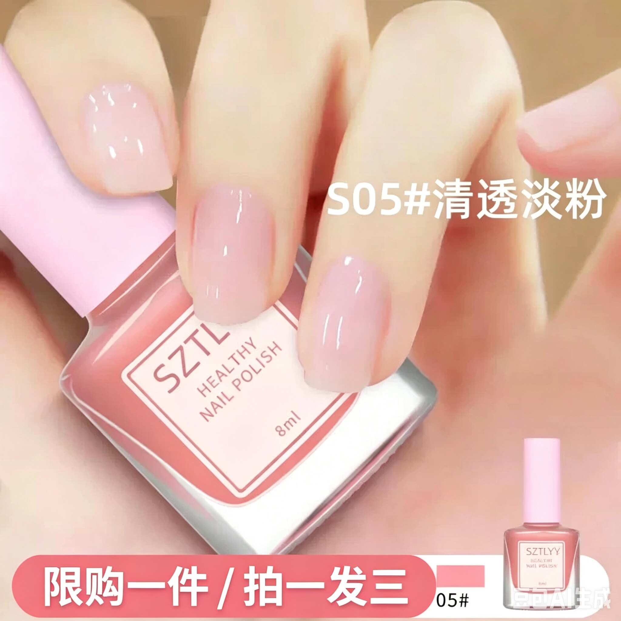 儿童专用指甲油网红新色免烤可撕拉无异味水性健康显白裸色美甲油