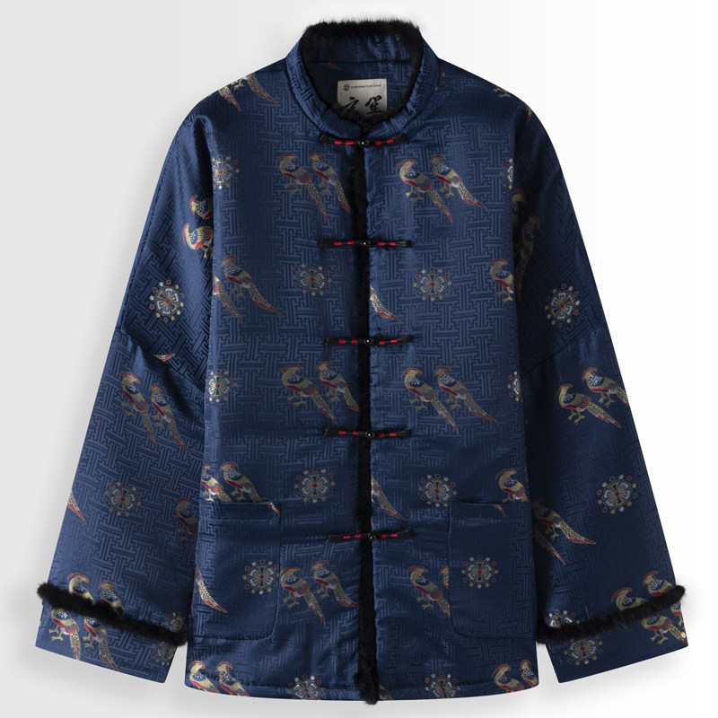 冬季唐装棉袄男外套喜鹊印花宽松国潮棉衣新中式水貂领盘扣厚棉服,男装,唐装,淘宝优惠券,粉丝福利购,淘宝优惠卷