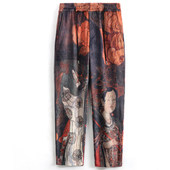 新款 男装 金丝绒男裤 冬季 中国风印花时尚 宽松加绒休闲裤 国潮长裤