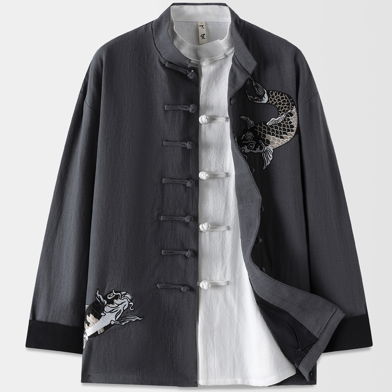 春季中式做旧毛麟角唐装玄笙凤