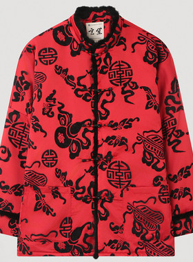 冬季新中式加厚水貂领唐装棉服