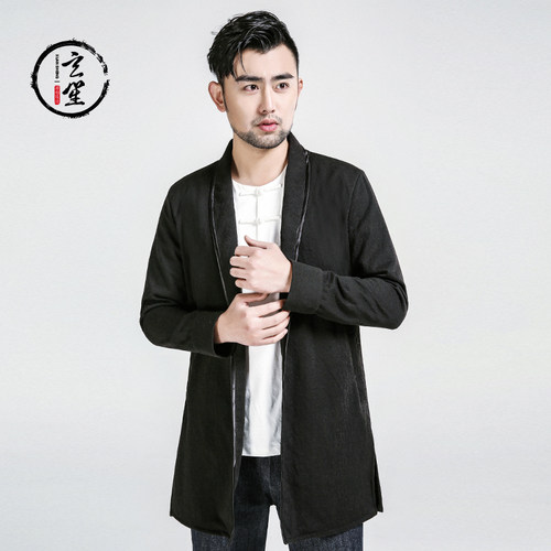 《断码清仓》开衫长袖改良汉服原创设计师潮中国风男装 风衣外套