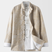 新品 唐装 男中国风男装 秋季 棉麻提花外套中式 改良立领复古国潮上衣