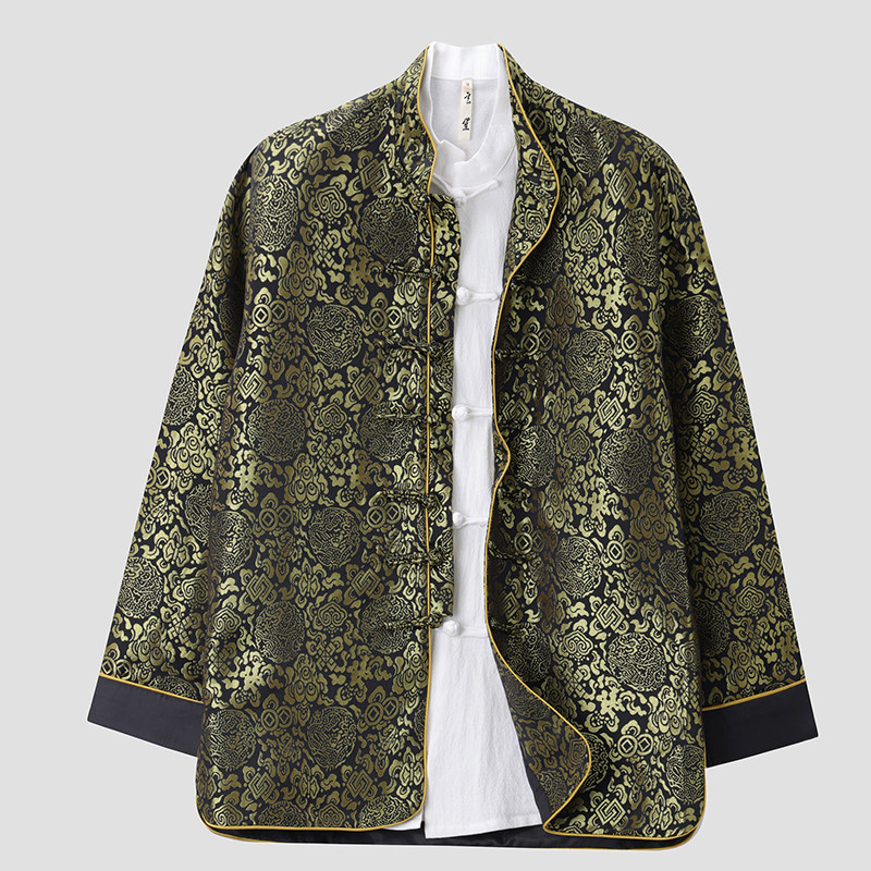 春秋季唐装男中国风立领宽松龙纹提花外套男国潮复古改良盘扣上衣,男装,唐装,淘宝优惠券,粉丝福利购,淘宝优惠卷