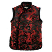 唐装 坎肩盘扣 加厚无袖 加棉水貂领斜门襟马甲男冬季 龙纹印花中式