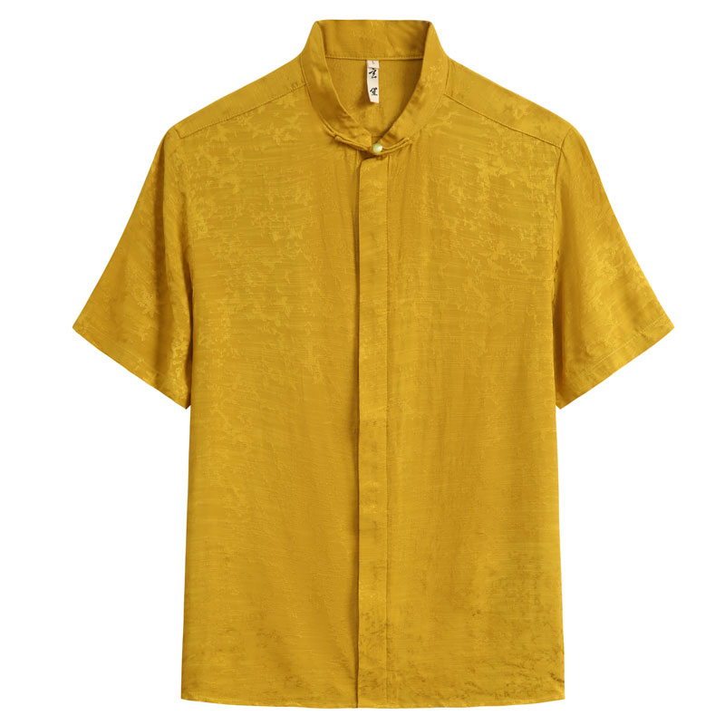 玄笙夏季唐装男立领短袖衬衣男