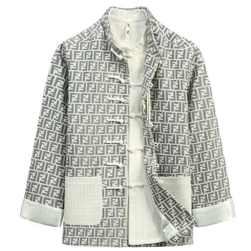 秋冬加厚唐装男中式手工盘扣字母提花牛仔外套男国潮中国风上衣男,男装,唐装,淘宝优惠券,粉丝福利购,淘宝优惠卷