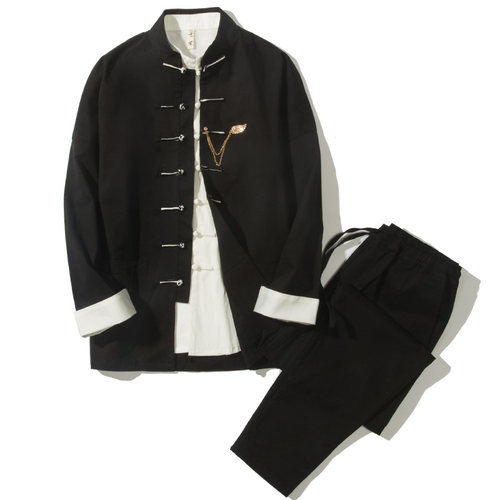 男青年复古汉服冬季加绒唐装