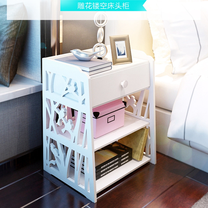 宿舍迷你白色小床头柜简约简易现代卧室边柜抽屉式经济型置物架窄