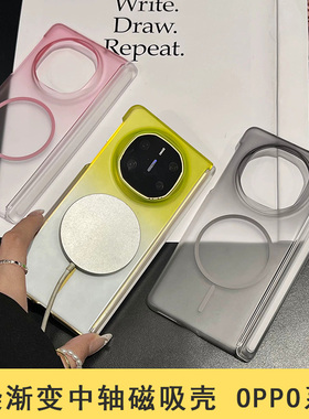 适用于折叠OPPO Find N6 N5 N3 晕染渐变中轴磁吸防摔保护套壳 vivo X Fold 5 3 Pro 肤感简约百搭手机壳批发