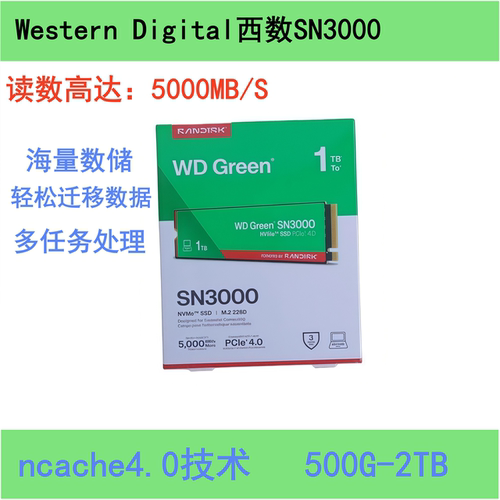 WD西部数据M.2硬盘SN30001T2T