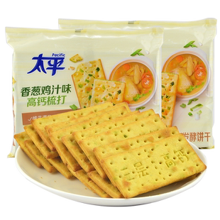 太平三层高钙苏打饼干400g香葱鸡汁味低糖清淡代早餐休闲小零食品