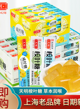 上海特产天明桉叶糖冰爽清凉薄荷糖润喉桉叶糖43g*16条润喉糖清凉
