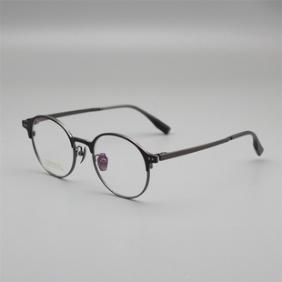 大脸不夹 小圆框纯钛眉毛架复古个性配近视变色结实耐用深圳眼镜