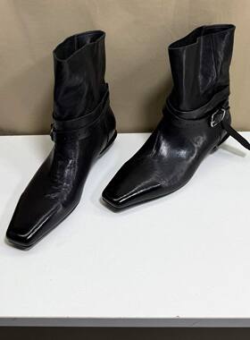 魅鞋诚2025新款秋冬季爆款靴子马皮短靴女粗跟时装靴马丁靴骑士靴