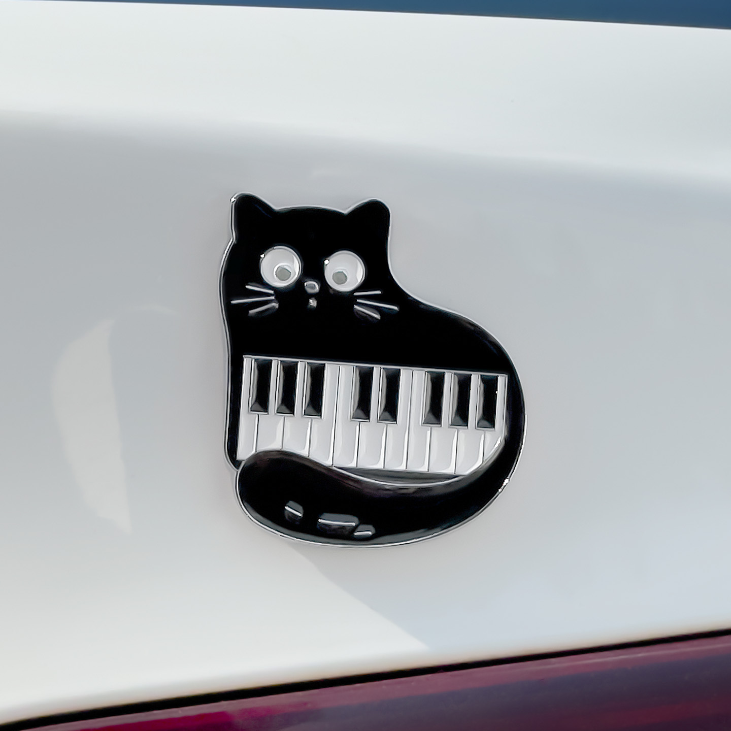 卡通音乐黑猫车贴钢琴音符金属立体贴纸可爱小猫咪车身车窗装饰贴