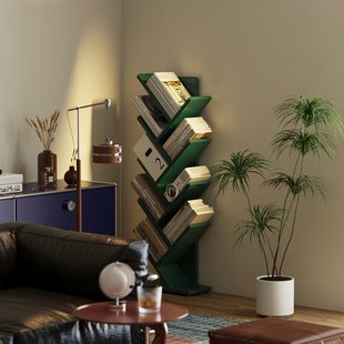 树形书架实木置物架落地客厅靠墙一体儿童创意书本收纳架不占空间