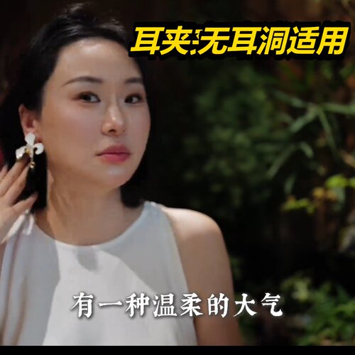 美之光饰品董洁同款竹外一枝青人造玉石流苏耳环新中式复2026新款