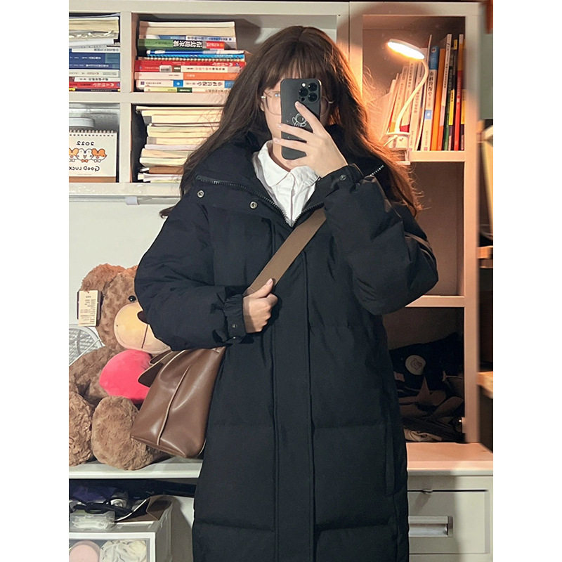 中戏艺考羽绒棉服2025新款宽松加长款加厚冬季棉袄过膝棉衣外套女