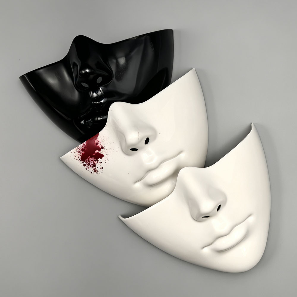 现货半脸面具完美脸型仿生cos万圣节赛博朋克机械科技感fakeface