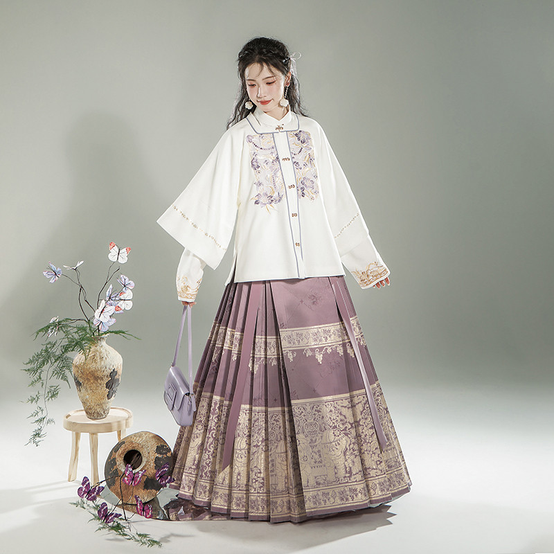 汉尚华莲原创汉服女[半簪花意]秋冬明制加绒披袄仿妆花马面裙套装,女装/女士精品,汉服上装,淘宝优惠券,粉丝福利购,淘宝优惠卷