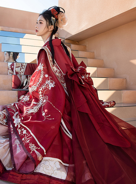 汉尚华莲琴瑟起明长宋制汉服婚服套装大袖衫中式原创中国风女霞帔