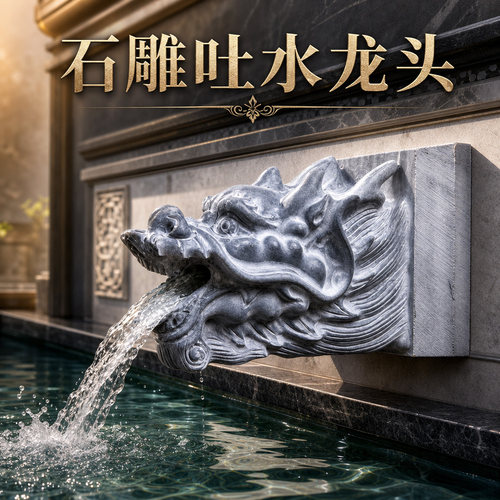 仿古户外墙壁园林喷水龙头流水池