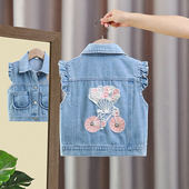 女童牛仔马甲春秋2025新款 女孩马夹外穿洋气时髦宝宝儿童背心坎肩