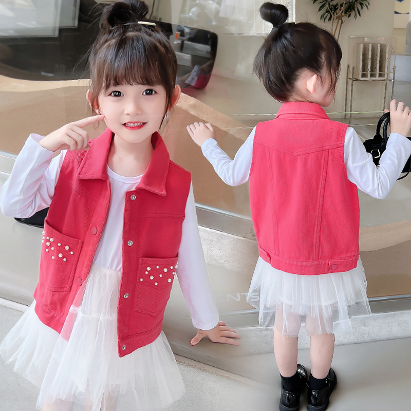 儿童牛仔马甲女1到3岁4女孩春秋季外穿5女童背心外套宝宝洋气公主