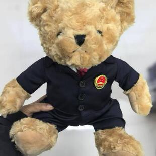大号检察官熊玩偶检察官小熊毛绒玩具礼物律师娃娃制服公仔定制