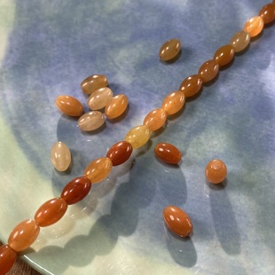 天然红东陵米珠桶珠6 9mm散珠子手工diy串珠手链项链饰品配件S644