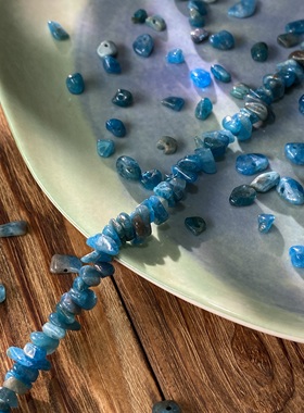 天然蓝磷灰石5*8mm有孔碎石手工diy串珠手链项链饰品配件材料S40