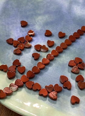 天然红石6mm爱心形珠散珠子手工diy串珠手链项链饰品配件材料S697