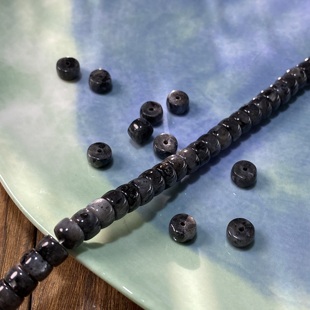 天然黑闪光4*7mm药片珠散珠手工diy串珠手链项链饰品配件材料S583