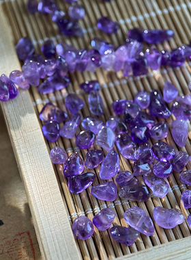 天然A级紫水晶3*5mm有孔碎石手工diy串珠子手链项链饰品材料S123