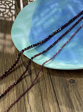 天然石榴石2-3-4mm切面圆珠整串手工DIY串珠饰品配件半成品X240