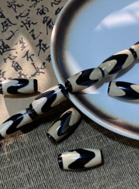 天然老玛瑙12*28mm天珠老形珠散珠手工diy串珠项链饰品配件X637