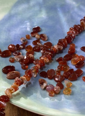 天然老矿红玛瑙5*8mm有孔碎石串珠diy手工串珠饰品配件材料X434