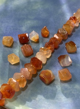 天然橙色波斯湾6*11mm冲角珠散珠子手工diy串珠项链饰品配件S893