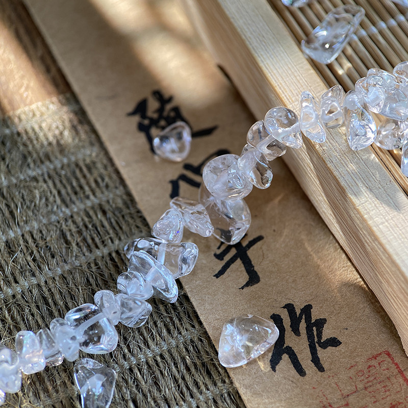 天然A级白水晶5*8mm有孔碎石手工diy串珠手链项链饰品配件材料S97