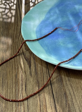 天然红石2mm切面方糖珠整串手工DIY串珠项链饰品配件半成品X319