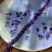 天然紫水晶5 8mm有孔碎石手工diy串珠手链项链饰品配件材料S329