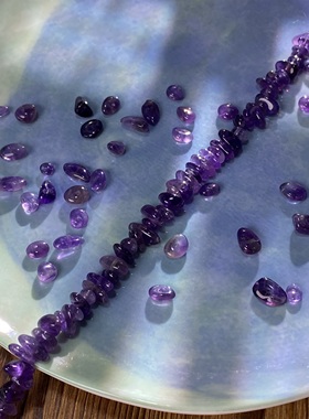 天然紫水晶5*8mm有孔碎石手工diy串珠手链项链饰品配件材料S329