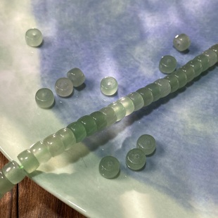 天然绿东陵4*7mm药片珠散珠手工diy串珠手链项链饰品配件材料S580