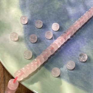 天然粉水晶4*7mm药片珠散珠手工diy串珠手链项链饰品配件材料S584