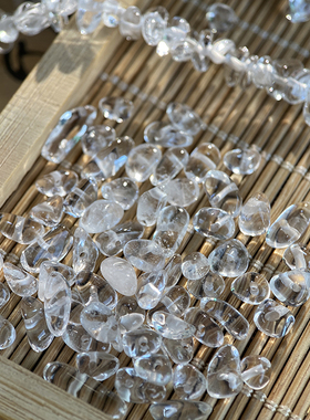 天然A级白水晶3*5mm有孔碎石手工diy串珠手链项链饰品配件材料S83